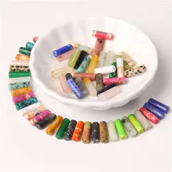 10pcs/Lot 4X13mm Natural Stone Beads Quartz Jaspers Crystal Round Tube Cylinder Spacer Beads Pendant Charm For Jewelry Making