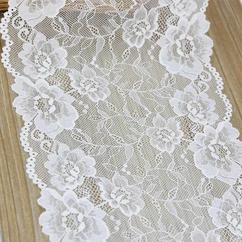 (3 meters/lot) 21cm white elastic lace Fabric hollow underwear stretch lace Trim DIY ribbons