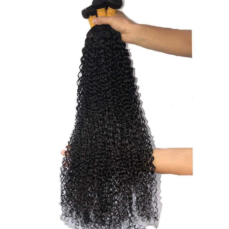 26 28 30 Inch Kinky Curly Hair Bundles Brazilian Curly Human Hair Weaves 100% Natural Color Human Hair Bundles Remy Hair 1/3 Pcs