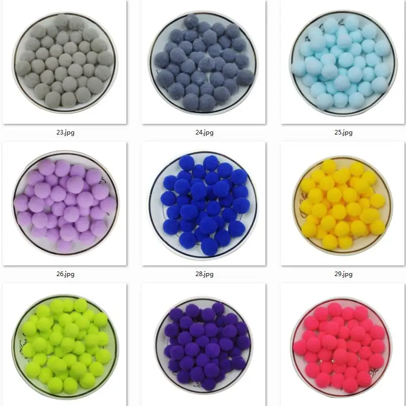 100pcs 15mm Pompom Mini Soft Pom Poms Fluffy Plush Ball Kid Toys Handmade Wedding Decoration DIY Craft Supplies Polyester Ball