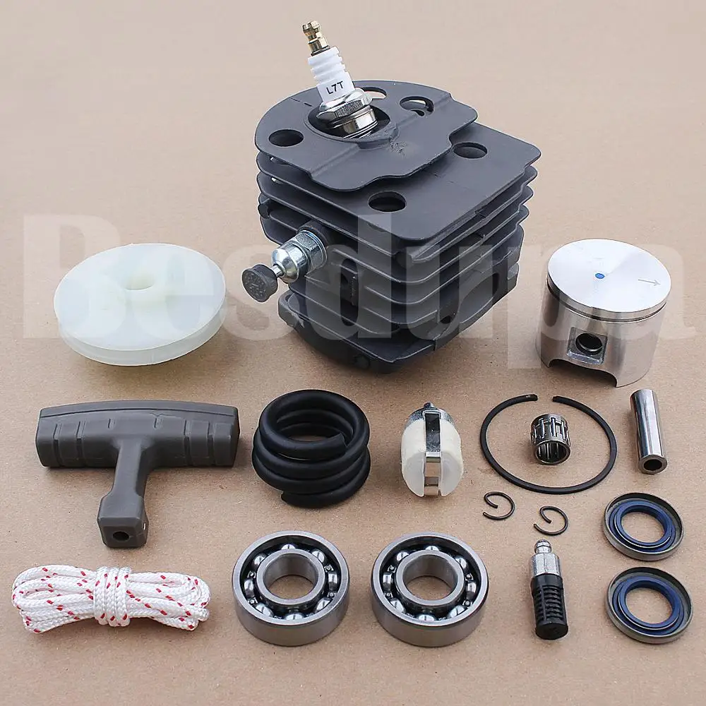 46mm Cylinder Piston Crank Bearing Kit For Husqvarna 50 51 55 Rancher Chainsaw 503609171, 503609104 w Oil Seal Starter Pulley