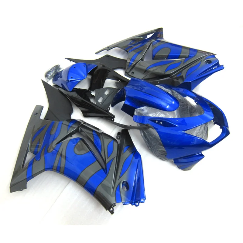 

Blue Flames Grey Injection Motorcycle parts for Kawasaki Ninja 250R fairing kit 2008-2014 fairing set 250r 08 09 11 12-14 ZM83