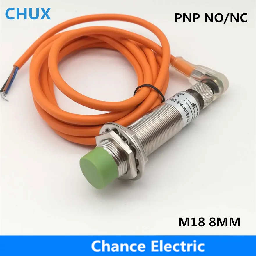 

CHUX M18 Inductive Proximity Sensor Switch IM18-8-DPA-C 8mm NO/NC With Bend Connector PNP Motion Switch