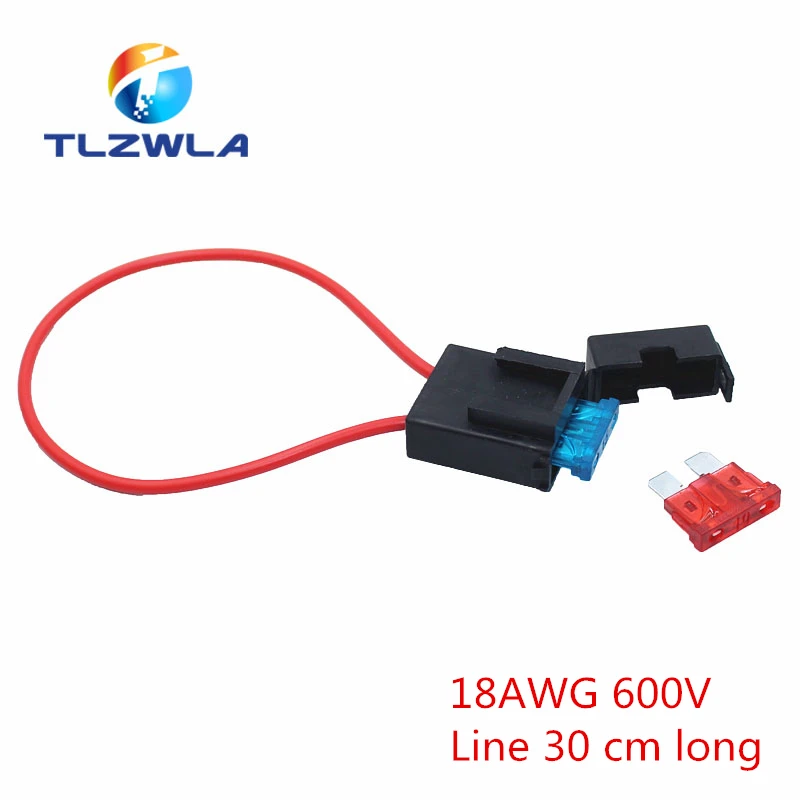 Bezpiecznik ATC uchwyt In-line drut AWG miedzi 12V 24V moc ostrze z bezpiecznikiem i samochodowy bezpiecznik płaski 2A 3A 5A 7.5A 10A 15A 20A 25A 30A 35A