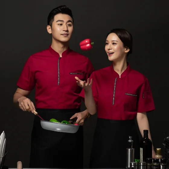 

Men Women Uniform Chef Jacket Cook Shushi Cake Dumpling Delicious Food Diner Hotel Kitchen Cafe Bakery Summer Work Clothes