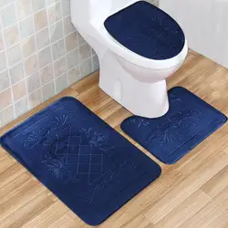 3pc Non-Slip Bathroom Mat Set U Shaped Contour Mat With Bath Mat Cover Toilet Mat Absorbent Bathroom Accessories