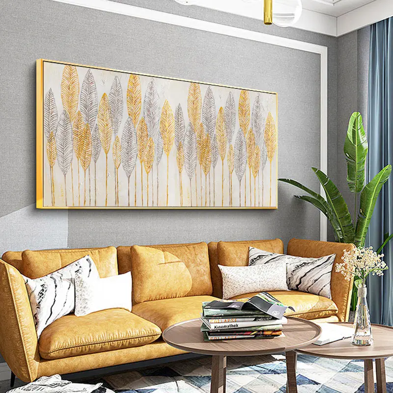 Hand-painted Oil Flowing Gold Light Luxury Bookcase Entrance Corridor Background Decorative Painting Dining Room Den Wall Painti