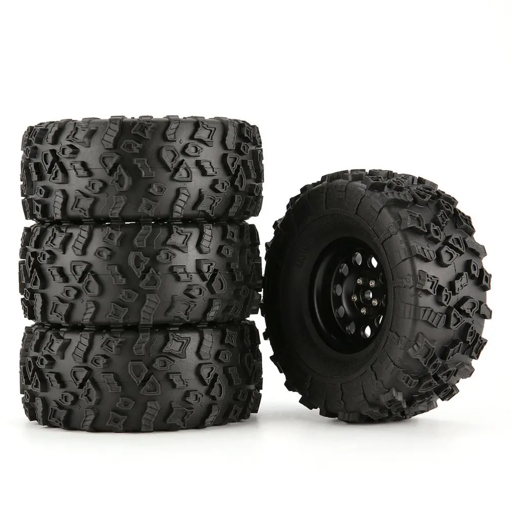 4Pcs 2.2 Inch Metal Beadlock Wheel Rim& Wheel Tires for 1/10 RC Crawler Axial SCX10 RR10 90053 AX10 Wraith 90056 90045