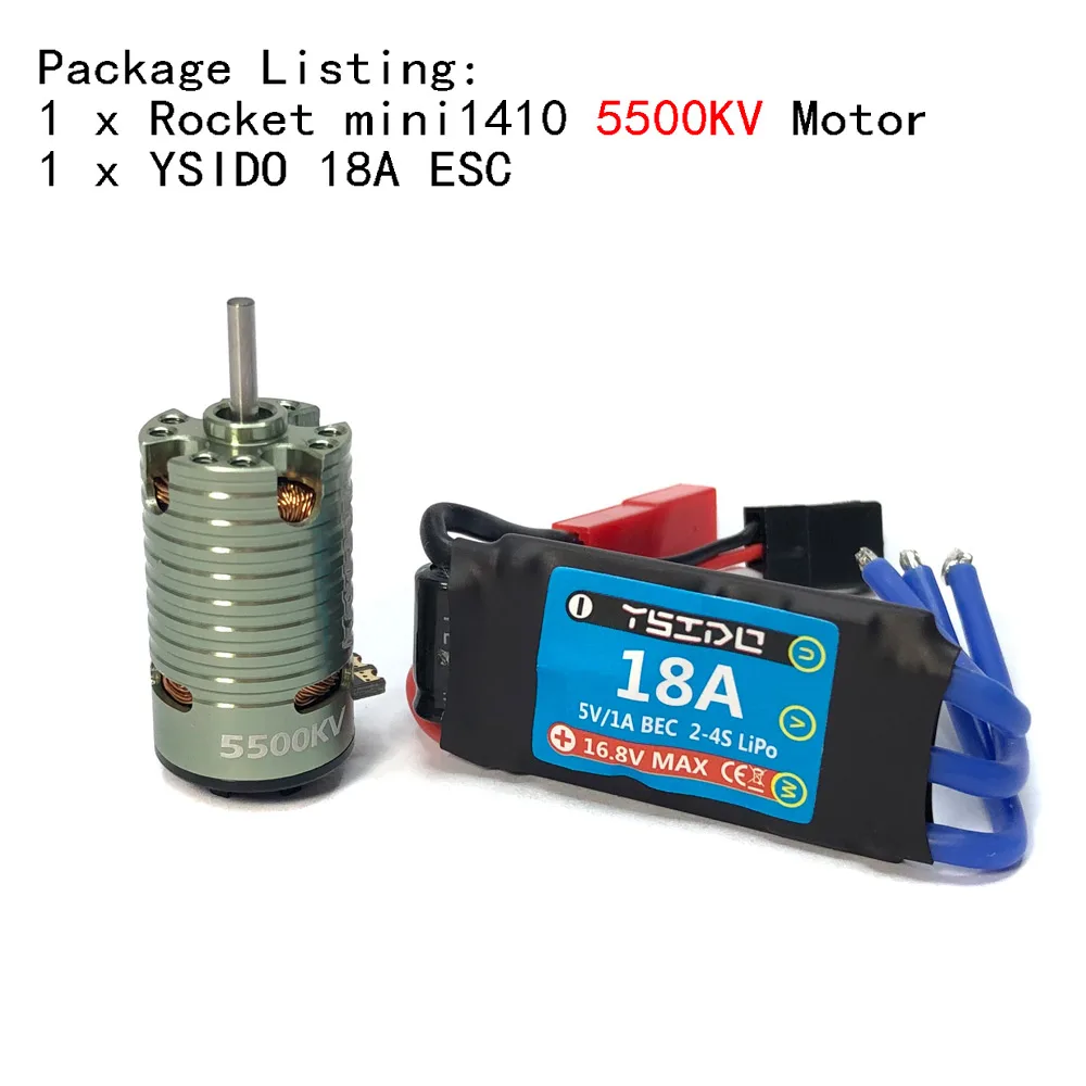 Rocket Mini 1410 Brushless Motor 18A ESC for RC Car