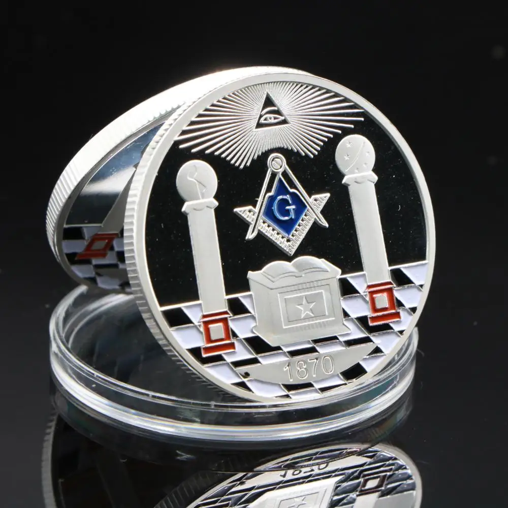 Top quality new Silver Coin European Masonic Freemasonry Brotherhood Round Double Commemorative Coins