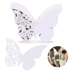 50Pcs Butterfly Name Place Card Wine Glass Cup Paper Card for Wedding Birthday Decoration Table Event Party Supplies Baby Shower