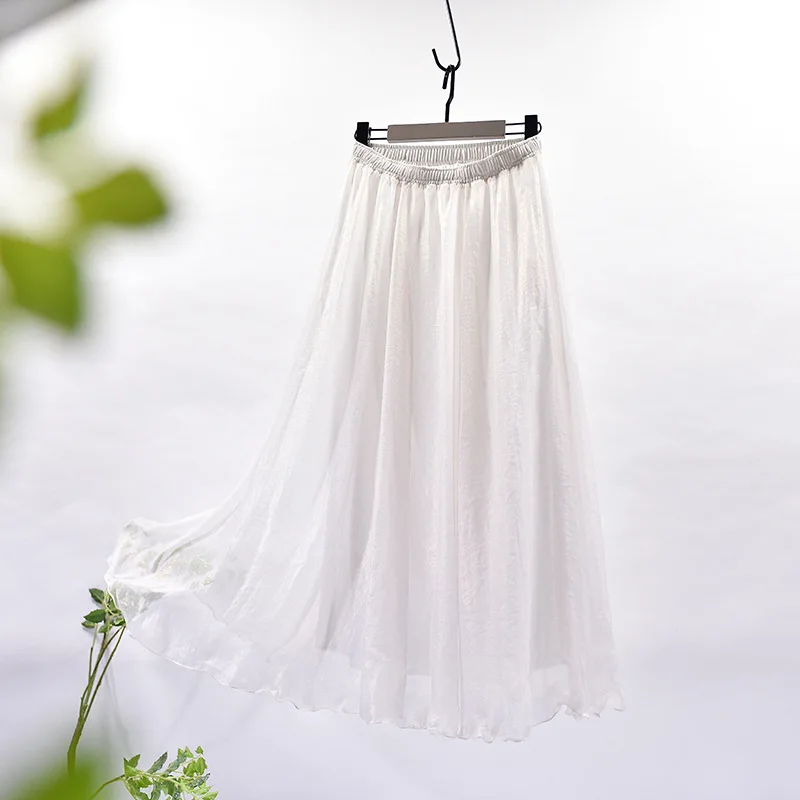 

Новая женская летняя юбка Boho двухслойная Женская длинная юбка стрейч с высокой талией трапециевидная Белая Юбка Femme Faldas Jupe Saia