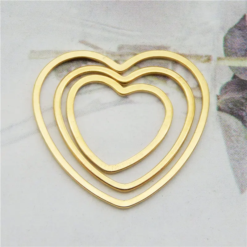 Julie Wang 12PCS Hollow Heart Shape Charms Stainless Steel Geometric Pendant Earrings Jewelry Making Accessory