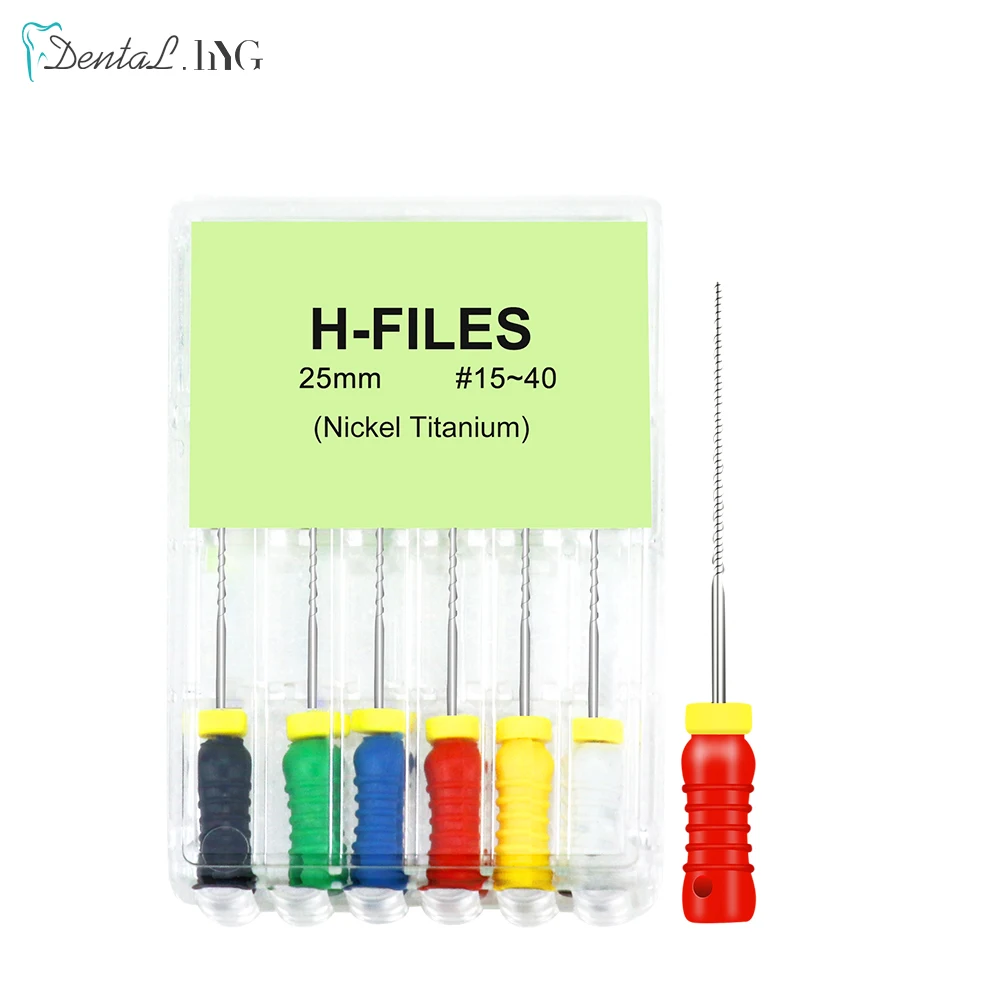 6Pcs/Pack Dental Hand Use H-Files 25mm Niti Endodontic Root Canal Files Dentist Tools Dental Lab Instruments