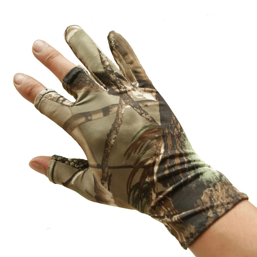 New Fishing Gloves Camouflage Anti-Slip Elastic Thin Mitten 3 Fingers Cut Camping Cycling Hunting Half-Finger Gloves Drop Shippi