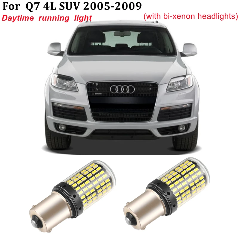 2x Canbus P21W 1156 BA15S LED Bulb For 2005 2006 2007 2008 2009 Audi Q7 4L SUV LED Daytime Running Light DRL Lamp Accessories