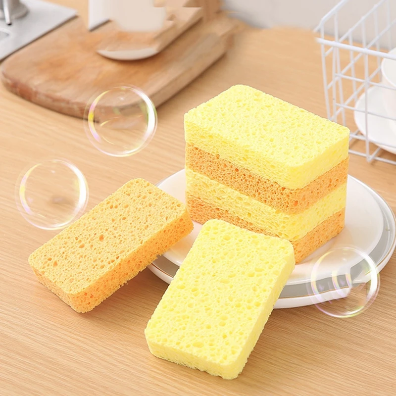 Cellulose Dishwashing Sponge Wood Pulp Water Absorbent Cleaning Scrub Sponge Pot Pan Dish Scouring Pad Kitchen Cleaning Cloth