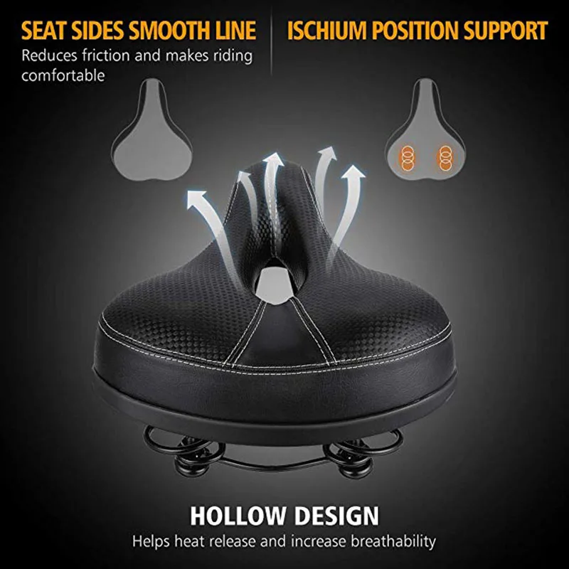 High Quality Bicycle Cycling Big Bum Saddle Seat Road MTB Bike Wide Soft Pad Comfort Cushion Thicken