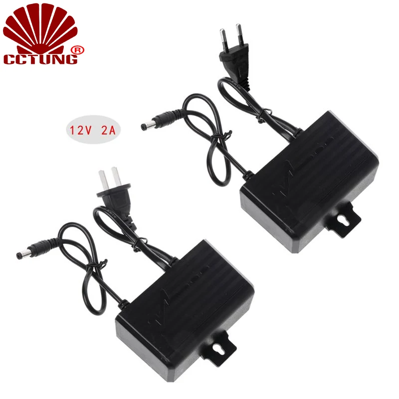 12V 2A Outdoor Waterproof CCTV Camera AC/DC Power Adapter for Security Engineering with 2.5mm Powr cable US/EU Plug Available