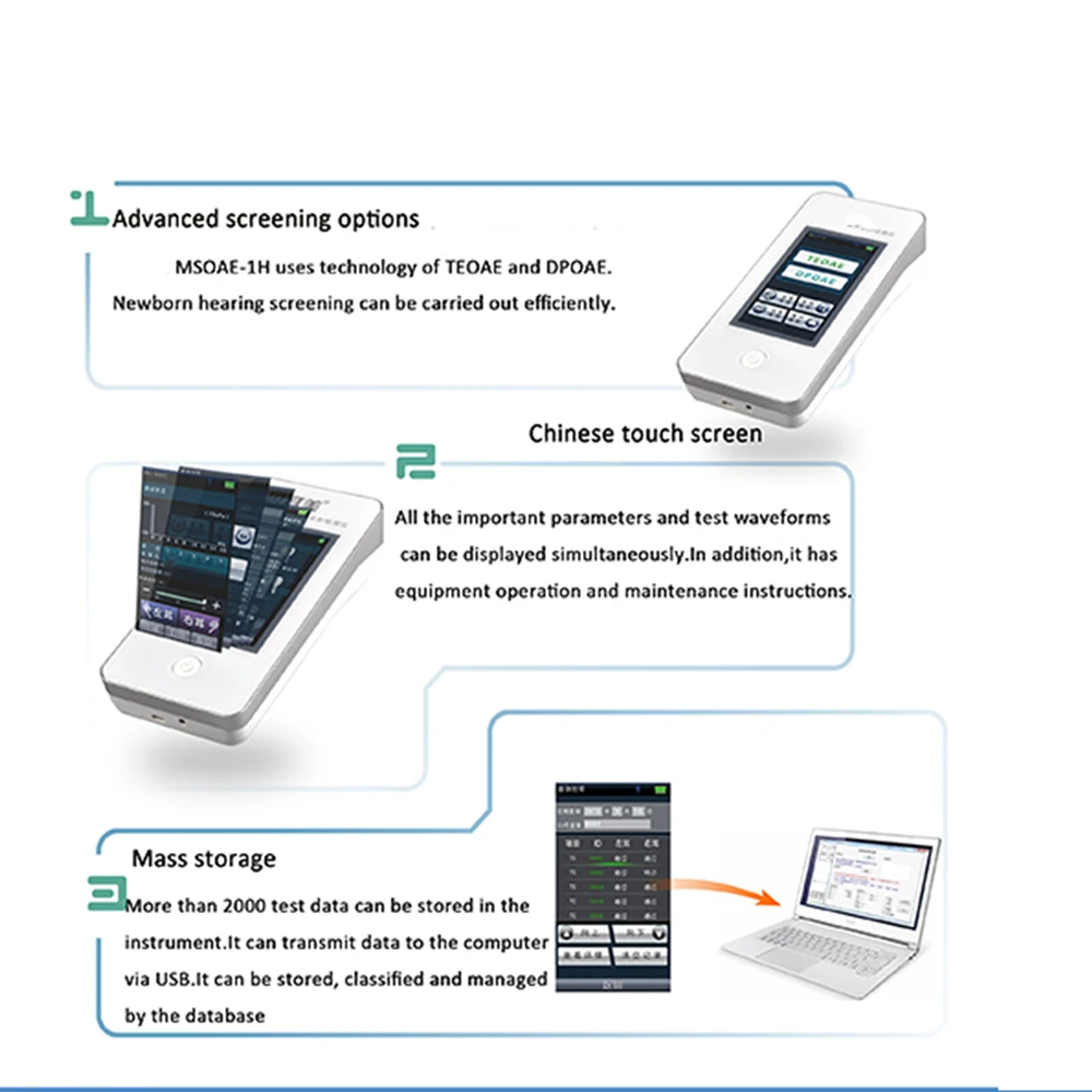 High Quality Digital Oae Hearing Screener Instrument Children TEOAE DPOAE Otoacoustic Emission Detector