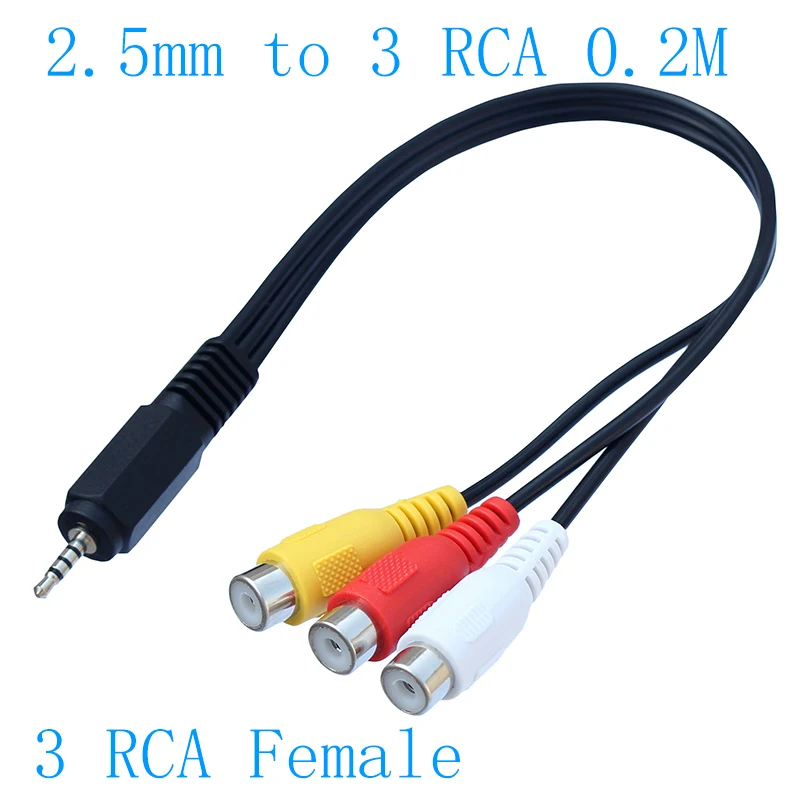 2.5mm Jack to 3 x RCA Phono Lead Audio / Video AV Cable 2.5mm to AV Video Cable For Net Media Player 1.5m