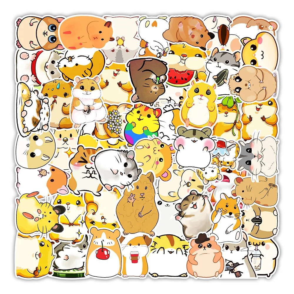 50pcs Cartoon Hamster Stickers For Notebook Scrapbook Supplies Stationery Cute Sticker Scrapbooking Material Craft Supplies