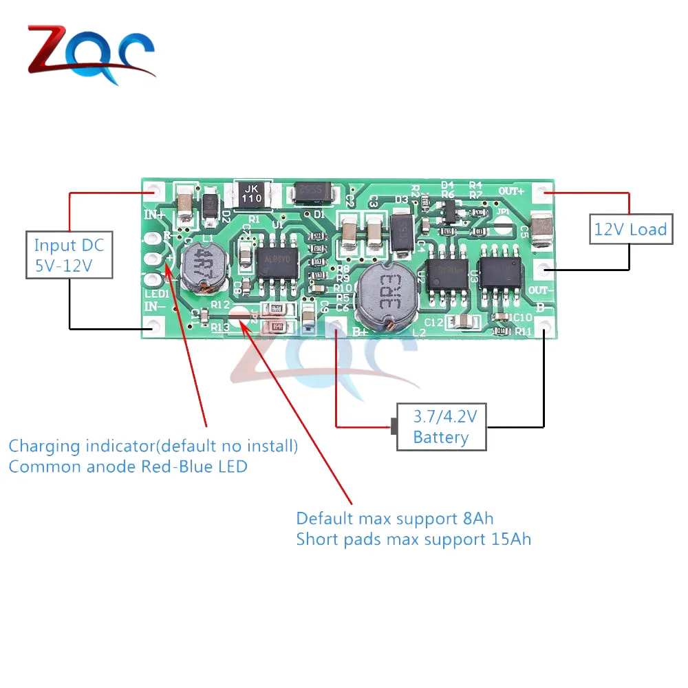 DC 5 -12V to 9V/12V Charging Step Up Booster Module for 18650 Lithium Battery UPS Voltage Protection Converter Charge Discharge