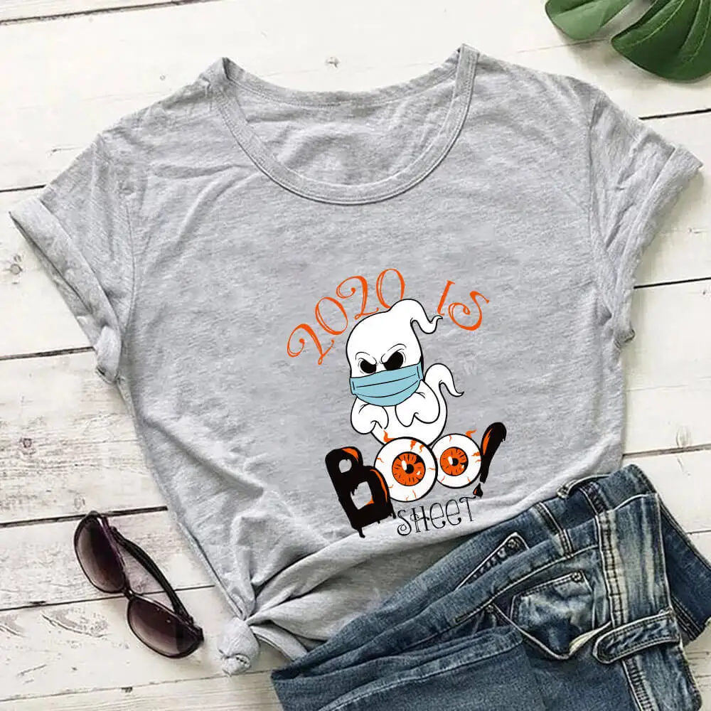 2020 is Boo Sheet 100%Cotton Halloween Shirt New Arrival Colored Graphic Printed Halloween T Shirt Holiday Gift DropShipping