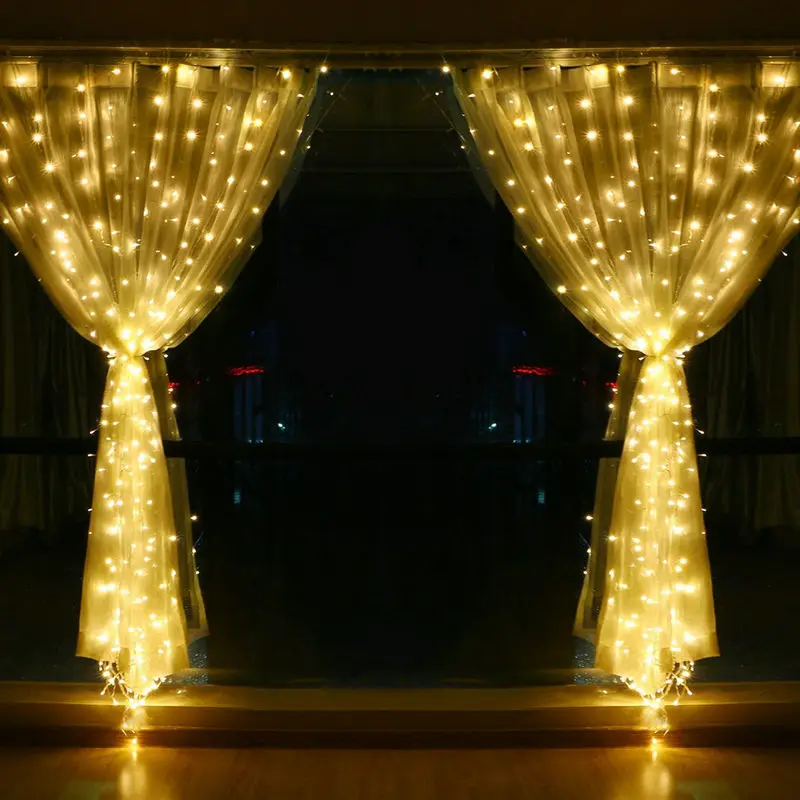 3m * 3m 300leds alimentado por bateria led cortina de fadas string luz controle remoto festa de casamento casa jardim decoração da janela parede