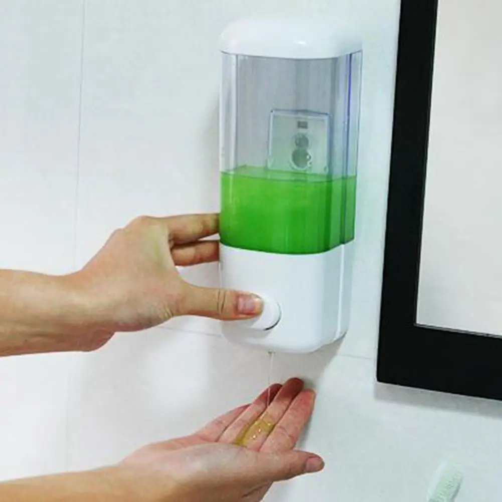 Dispenser di sapone da bagno da 500ml contenitore per Shampoo autoadesivo a parete pressa a mano lozione liquida trasparente conservazione a fessura