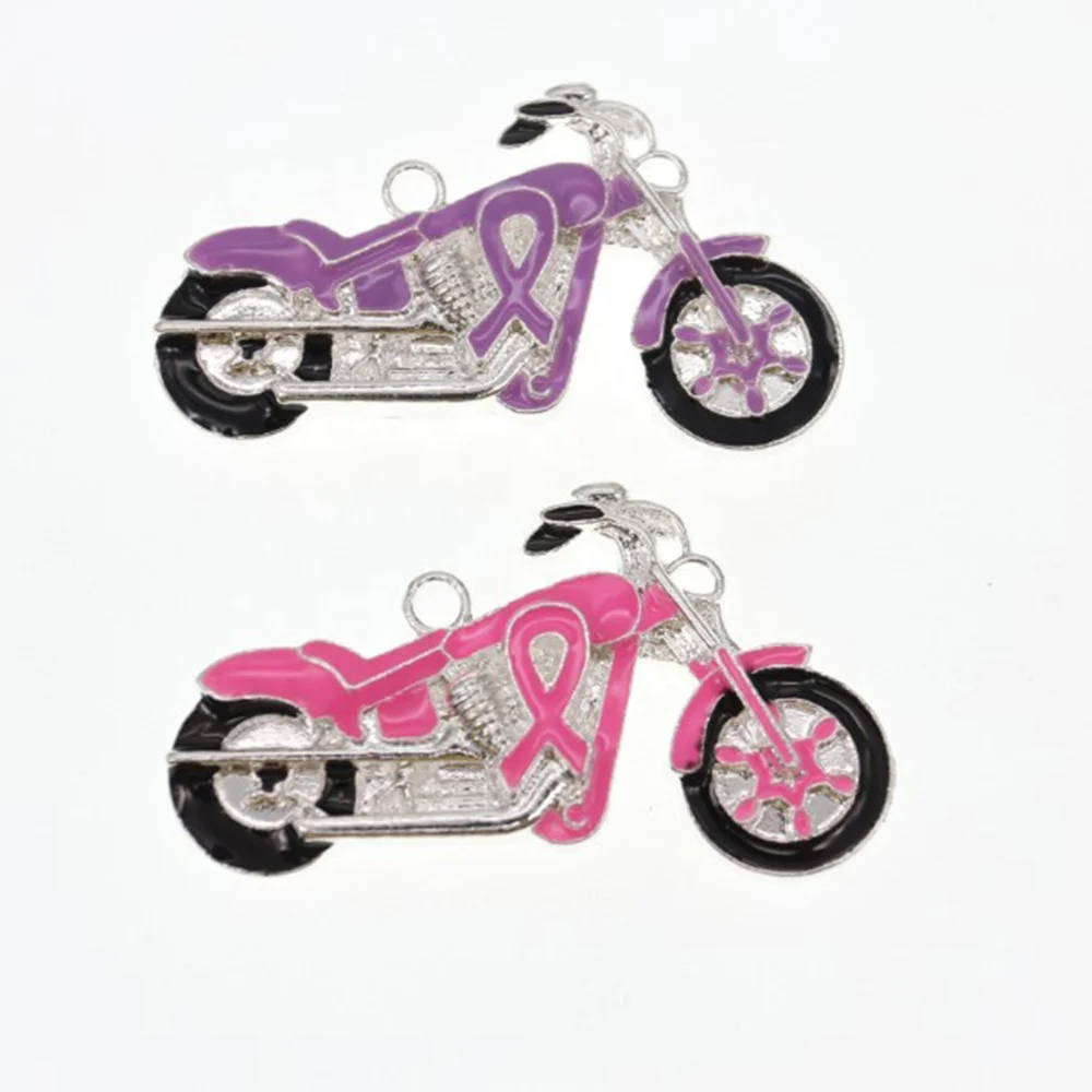 50mm*30mm Breast Cancer Awareness Ribbon Enamel Pink ,Purple Motorcycle Charm,Pendant for Woman