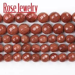 Wholesale Natural Faceted Gold Color SandStone Golden Sand Round Loose Beads 15