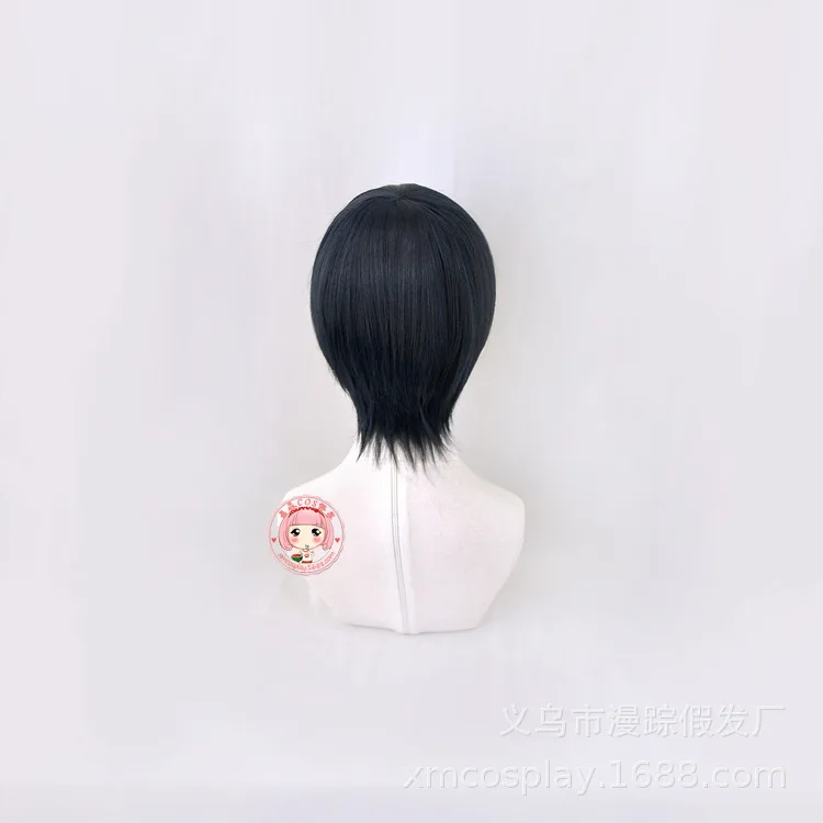 Kageyama-peluca corta de Tobio para hombre y mujer, pelo sintético resistente al calor, color negro y azul, disfraz de Cosplay, Haikiyu Karasuno