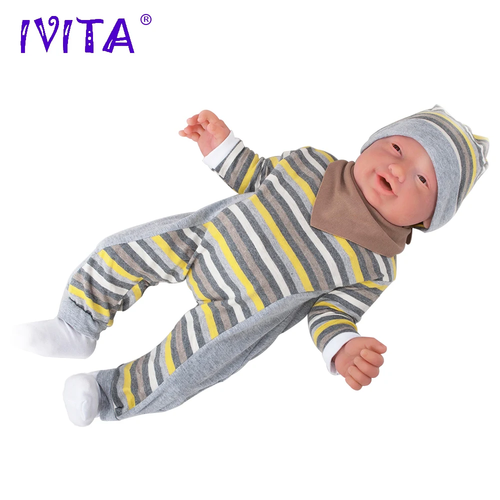 IVITA-Bonecas de silicone reborn para crianças, brinquedos realistas, menina realista, olhos de 3 cores, escolhas suaves, 59cm, 5210g, WG1513