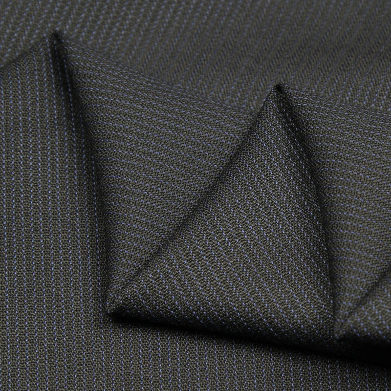 Wool worsted fabric for trousers 240g/meter blue stripe on black bottom,WF183