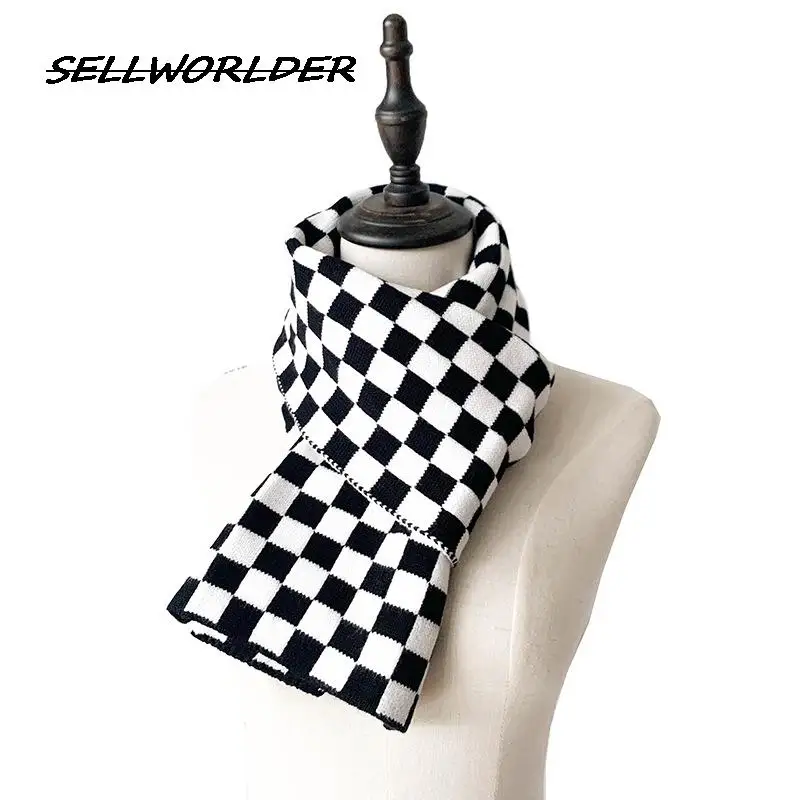 NEW Women Black and white checkerboard plaid scarf Winter Scarf Warm Fashion Scarves & Wraps 150*21