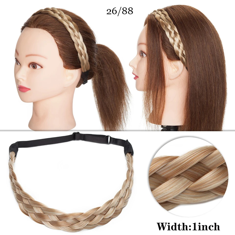 HAIRRO 10‘’ Synthetic Bohemian Ombre Color Plait Headband Adjustable Twist Elastic Hair Bands Braid Hair Accessories For Women