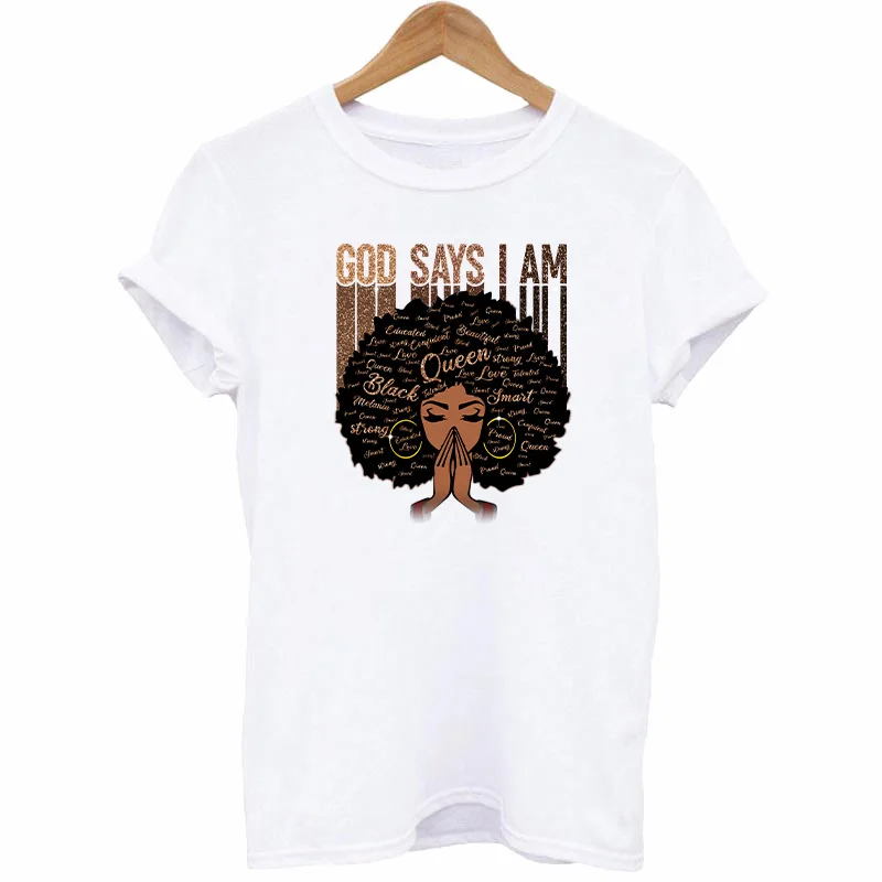 Black Queen Thermal Sticker On Clothing God Says I Am Iron On Transfers Patch DIY T-Shirt Jacket Afro Women Stickers On Clothes