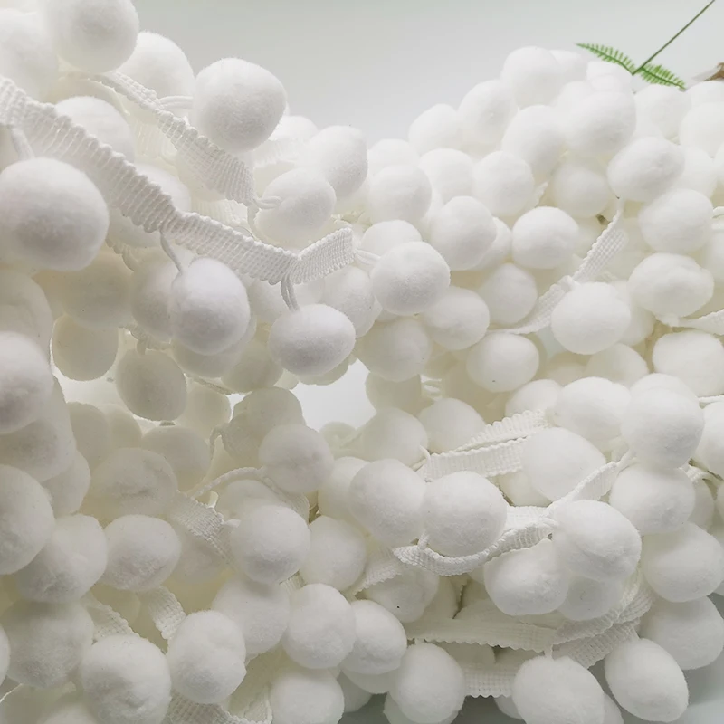 1/2/3/5 yardas de flecos de pompón grandes de 30 mm, cinta de flecos de pompón para coser, borlas de encaje blancas para manualidades DIY y accesorios de costura