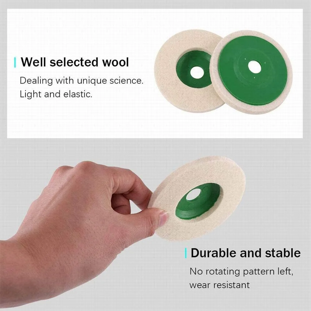 1/3pcs Wool Polishing Pads Buffing Angle Grinder Wheel Felt Polishing Disc Pad Set 100mm