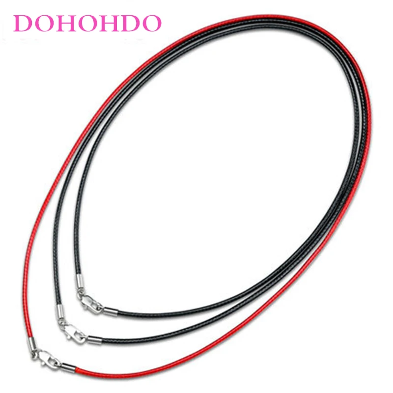 

2020 Hot 3pcs 1-3mm Leather Necklace Cord Waxed Rope Leather Cord Stainless Steel Lobster Clasp Chain For Men Women DIY Jewelry