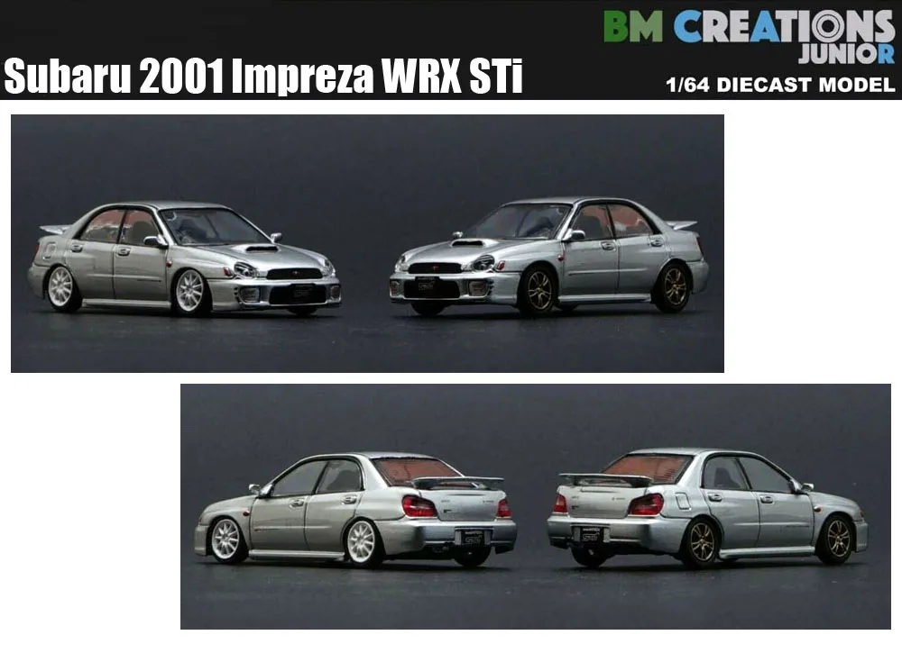 New 1/64 Scale 2001 Impreza WRX STi Light Hand Drive Miniature Car  by BM Creations JUNIOR Diecast toys For Collection