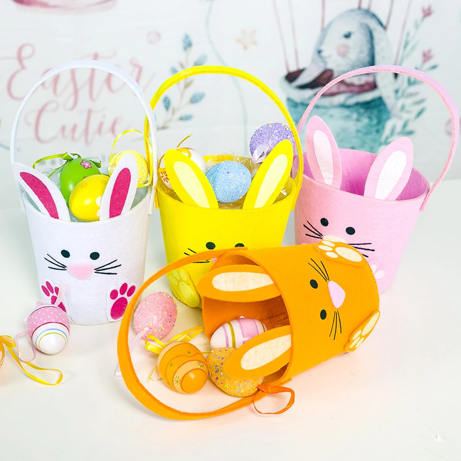 

Easter Basket Bunny Bucket Rabbit And Chicken Shape Egg Barrel Bags Kids Candy Eggs Storage Tote Handbag Party Gift Bag paques