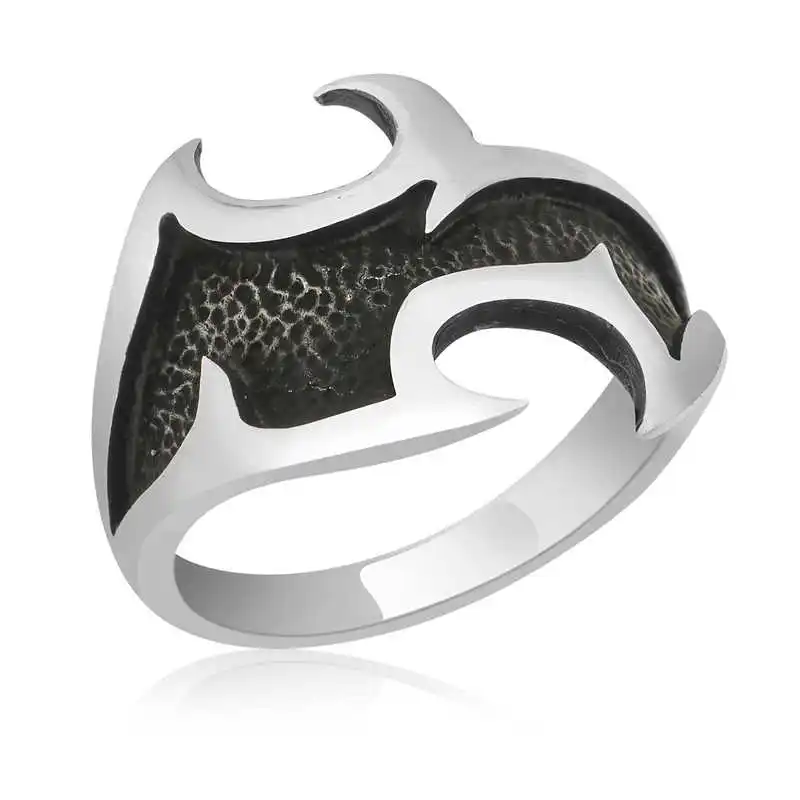 ​Silver Tattoo Pattern Men's Ring - 925 Sterling Men's Jewelry Wedding Birthday Gift - Box - - Men - Fashion - Botiva - Size - Turkish - Patterned Embroidery