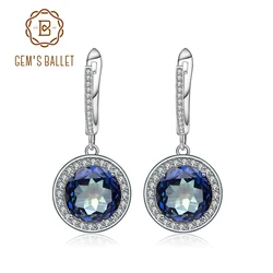 Gem's Ballet Natural Blueish Mystic Quartz Pure 925 Sterling Silver Rings Round Cut Gemstone Fashion Jewelry For Women Gift New