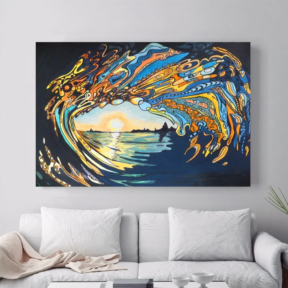 Abstract Hawaii Surf Wave Posters and Prints Wall art Decorative Picture Canvas Painting For Living Room Home Decor Unframed