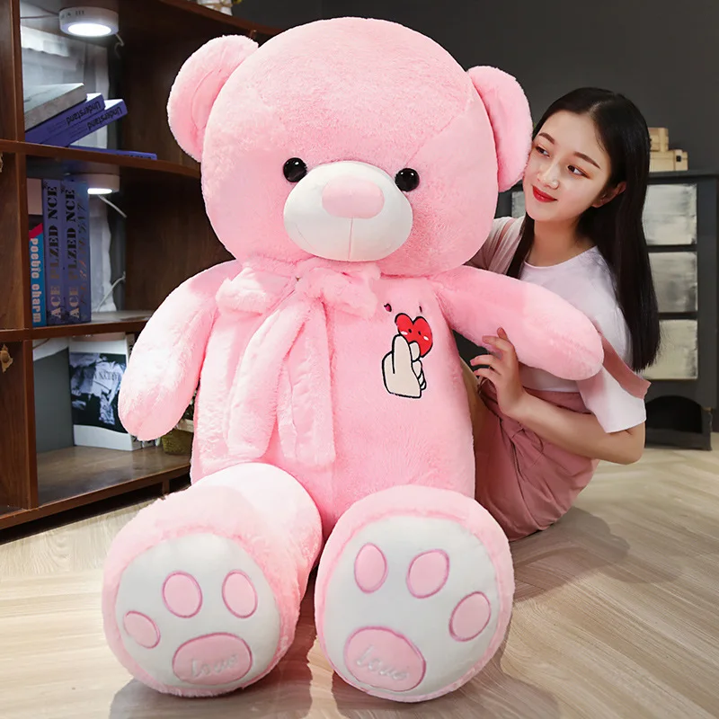 Cute Love Big Huggable Teddy Bear Dolls Creative Soft Cushion Plush Toy Stuffed Animal Room Decor Birthday Gift Accompany Baby