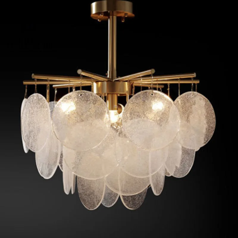 

Postmodern Frosted glass LED chandelier bedroom hanging lamp dining room fixtures Light luxury living room lighting