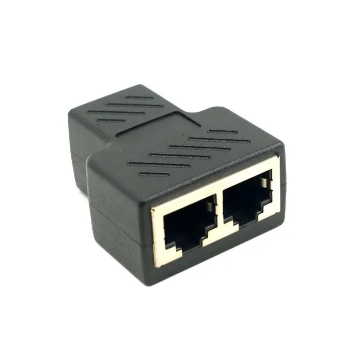 RJ45 Splitter Connector Adapter 1 to 2 Ways Ethernet Splitter Coupler Contact Modular Plug Connect Laptop Ethernet Cable