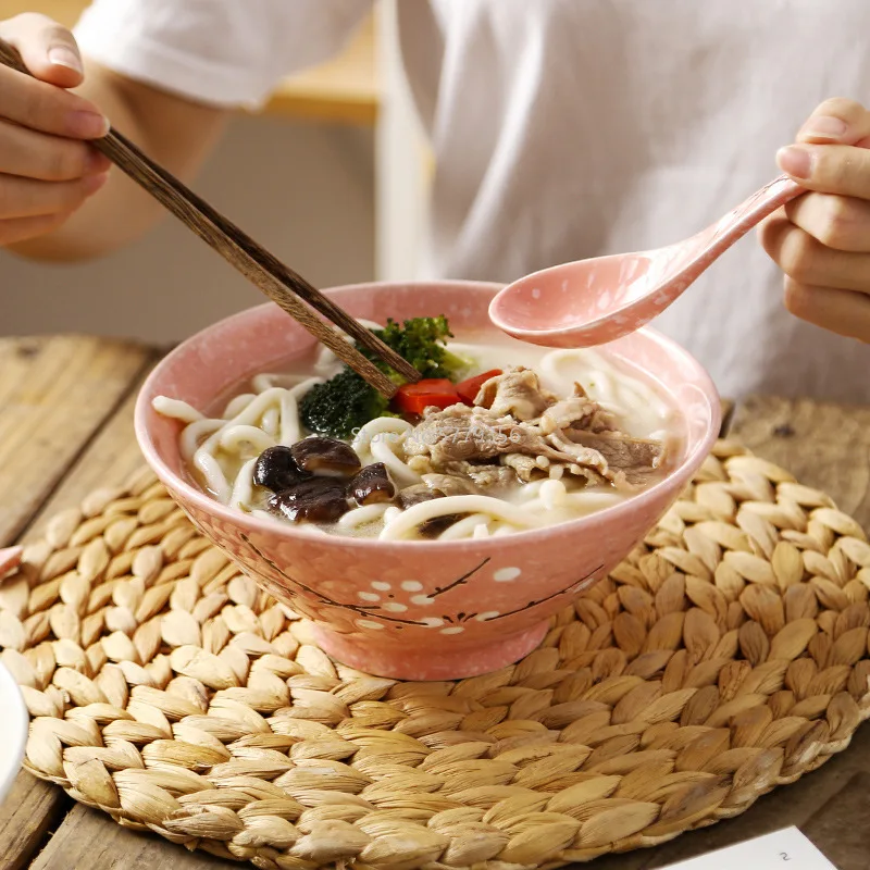 Japanese Style 7-inch Bucket Bowl Hotel Ramen Bowl Sushi Hotel Noodle Bowl Creative Large Snowflake Porcelain Salad Bowl